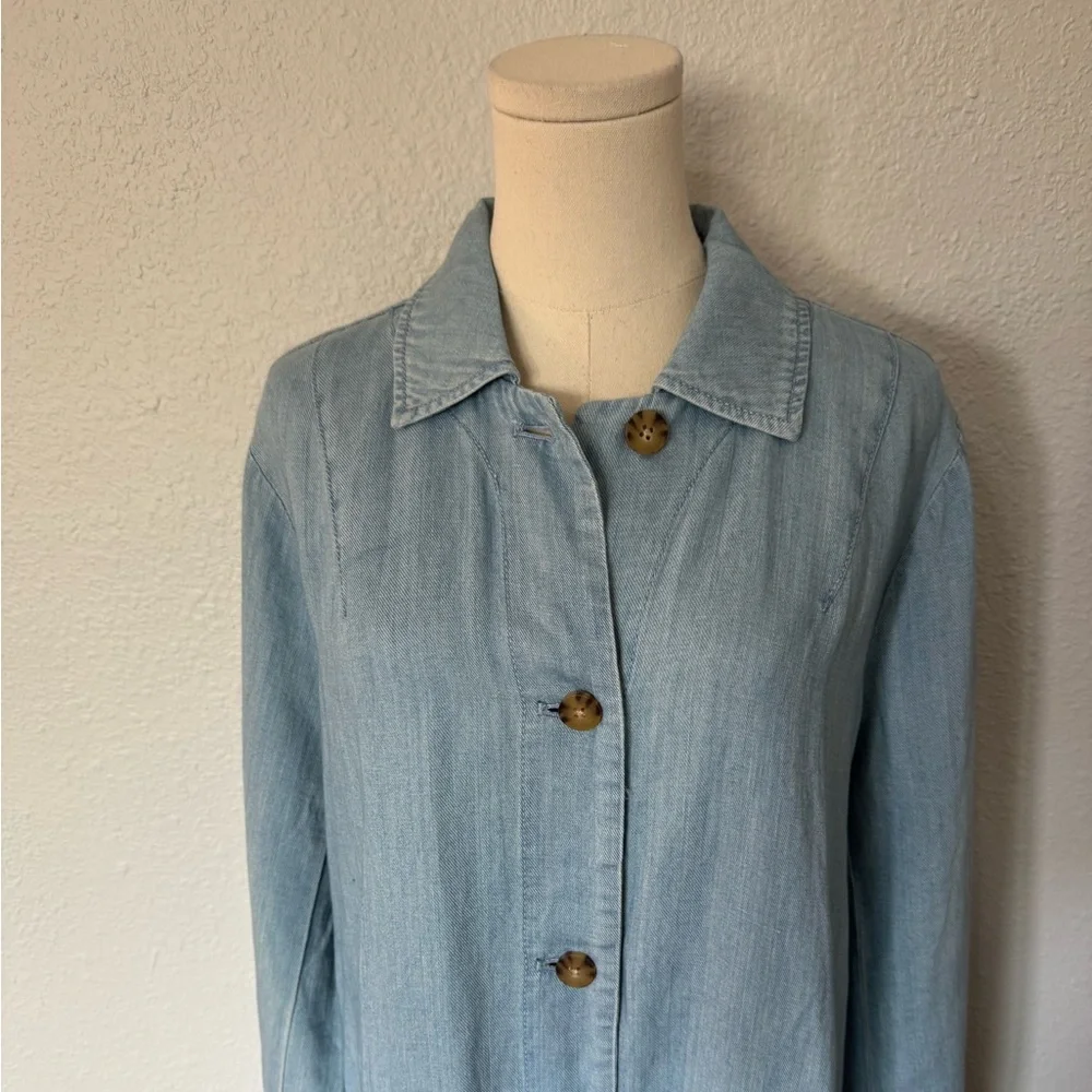 NWT J. Jill Blue Denim Button Front Duster Jacket Somerset Wash size Large Tall - Picture 4 of 15